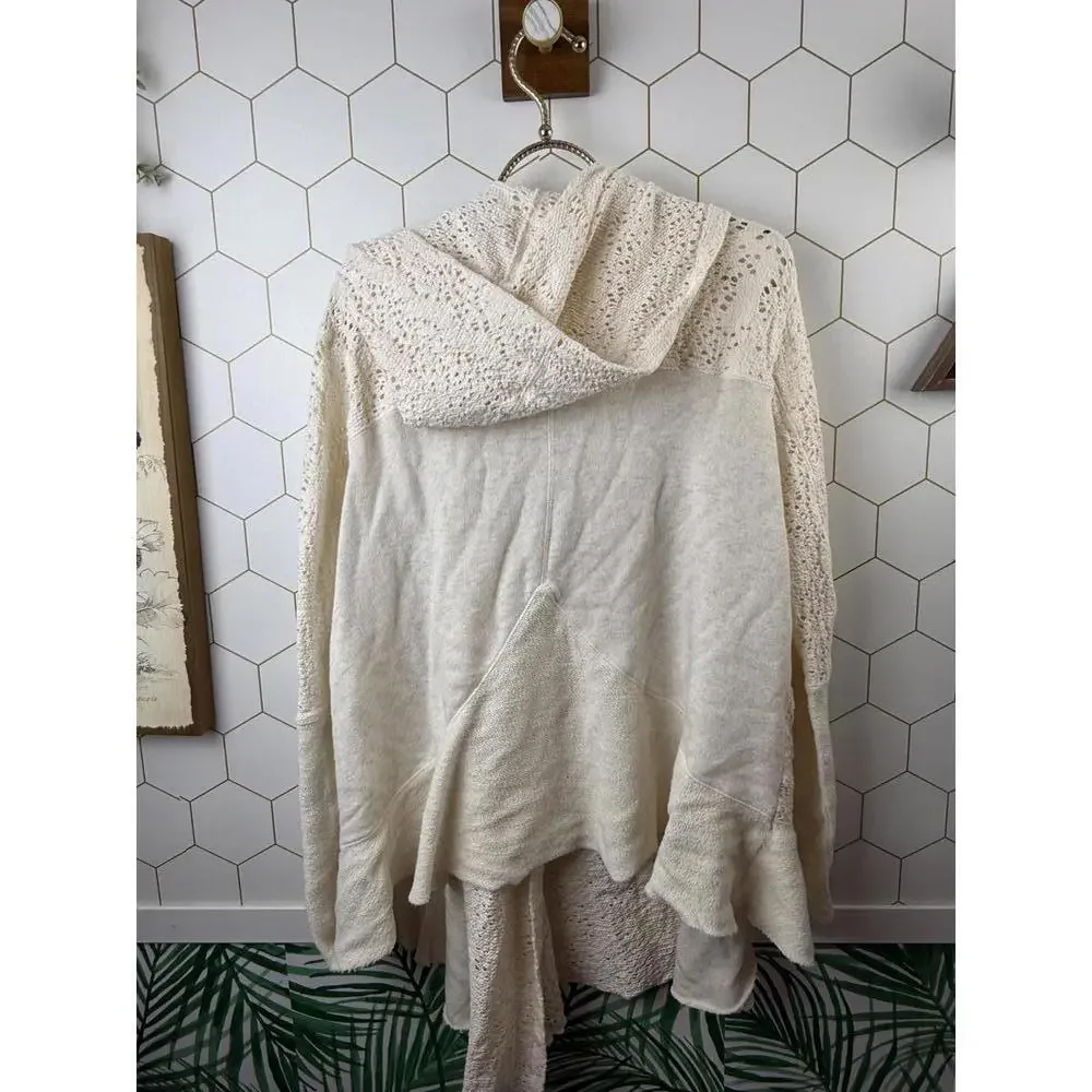 Free People Oversized Ivory Doily Cardigan Side Zip-up Jacket  - Size - Small